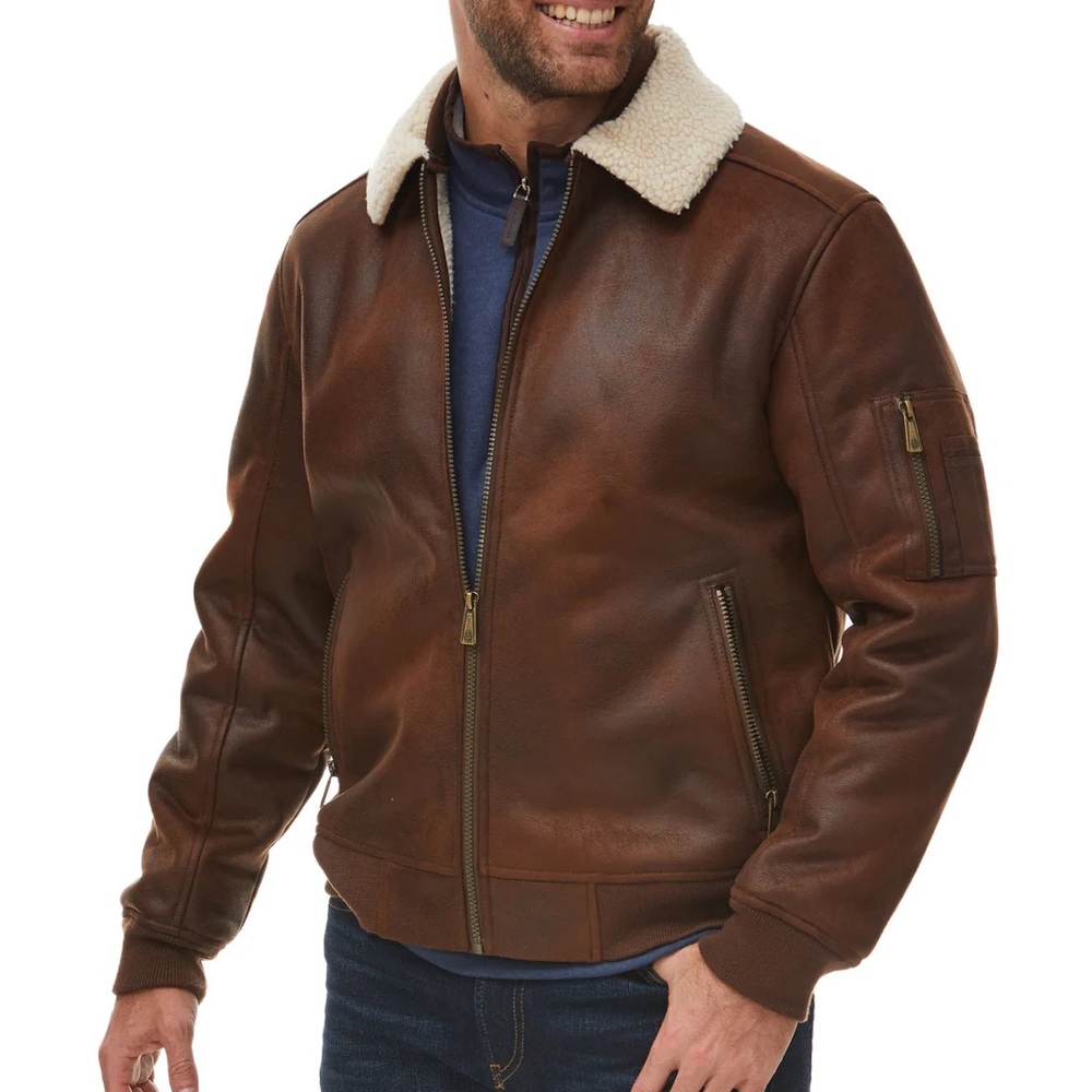 Rainforest Nubuck Sherpa Lined Jacket Russet Brown Size Large